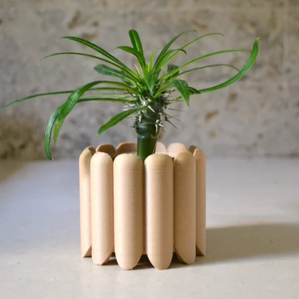 Wood Mid Century Planter "Ladyfingers" Natural Wood Finish - Image 4