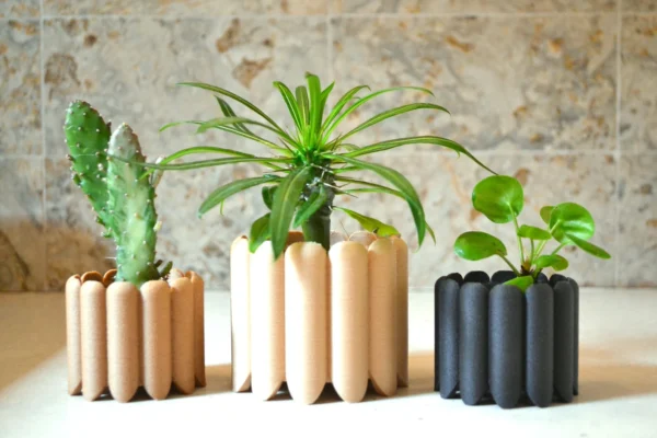 Wood Mid Century Planter "Ladyfingers" Natural Wood Finish - Image 7
