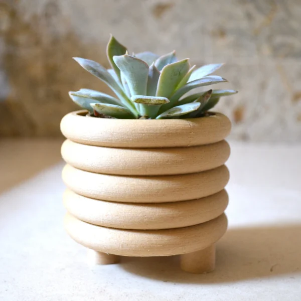 Wood "Coiled Planter" Matte Finish Mid Century Indoor Planter - Image 5