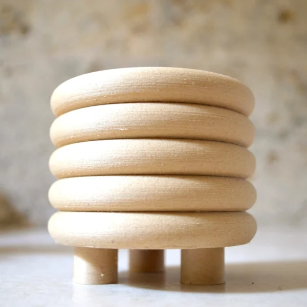 Wood "Coiled Planter" Matte Finish Mid Century Indoor Planter - Image 6