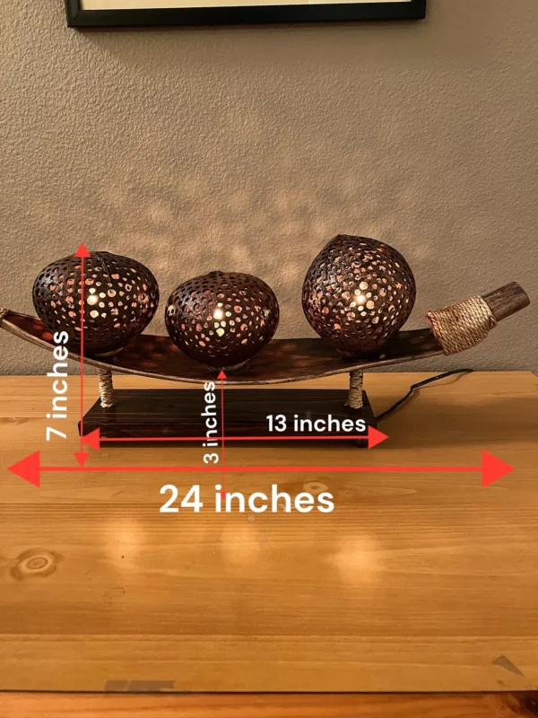 Contemporary Handcrafted Decorative Coconut Table Lamp on Wooden Base for Foyer Table/Night Stand/Coffee Table|Elegant Lamp.Gift. Home Decor - Image 3