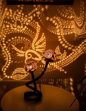 Duo Lamp No.1 - Decorative desk lamps, Gourd lamp, Lampshade table lamp, Coastal Bedroom lighting, Kids room light, Turkish night light