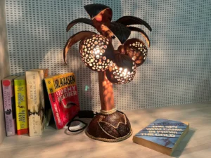 3 Balls Coconut Lamp Coconut Tree Shell Bedroom Lamp Tree Table Light Wooden Palm Lantern