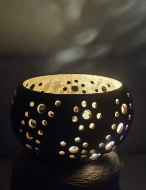 Artisan Hand Carved Coconut Shell Lanterns and Candleholders | Ecofriendly and Elegant