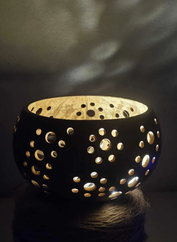 Artisan Hand Carved Coconut Shell Lanterns and Candleholders | Ecofriendly and Elegant