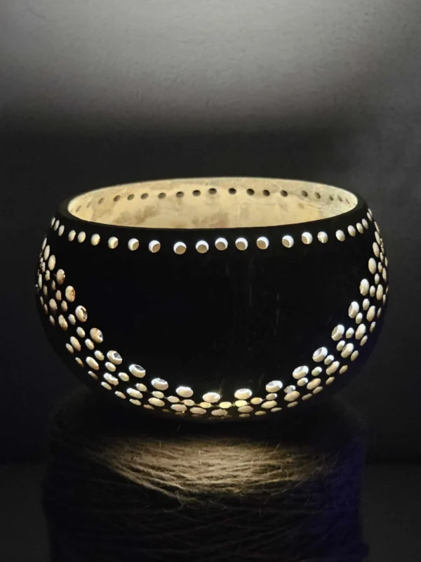 Artisan Hand Carved Coconut Shell Lanterns and Candleholders | Ecofriendly and Elegant - Image 5