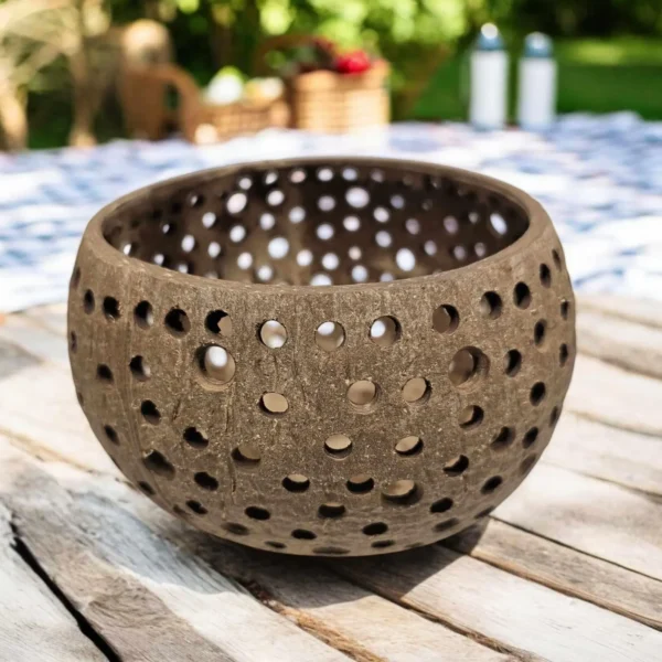 Artisan Hand Carved Coconut Shell Lanterns and Candleholders | Ecofriendly and Elegant - Image 6