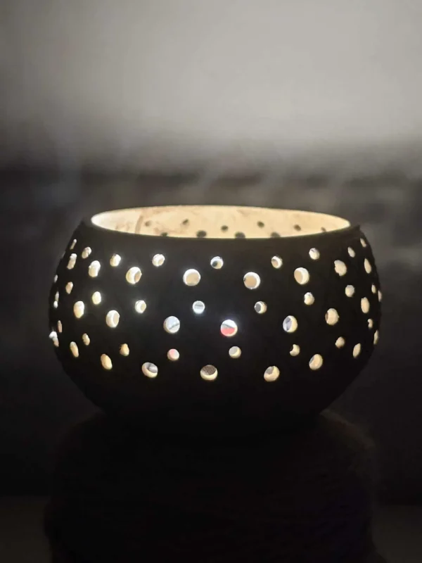 Artisan Hand Carved Coconut Shell Lanterns and Candleholders | Ecofriendly and Elegant - Image 8