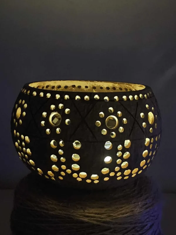 Artisan Hand Carved Coconut Shell Lanterns and Candleholders | Ecofriendly and Elegant - Image 9