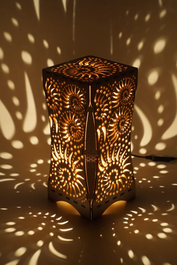 Sky-Blue Night Light Accent Lamp Decorative Wooden Night Lamp For Relaxation Comfort Fish Pattern - Image 2