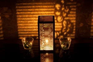 Purple Night Light Accent Lamp Decorative Wooden Night Lamp For Meditation Relaxation Comfort