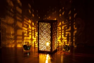 Red Night Light Accent Lamp Decorative Wooden Night Lamp For Meditation Relaxation Comfort