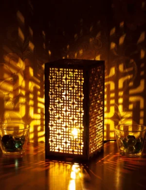 Red Night Light Accent Lamp Decorative Wooden Night Lamp For Meditation Relaxation Comfort