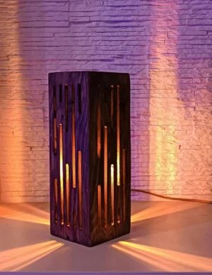 Wooden Table Lamp, Small Table Lamp, Geometric Solid Wood Night Light, Bedside Lamp, Decorative Lamp, Rustic Lighting, Minimal