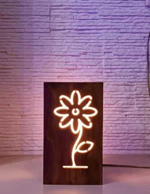 Rustic Bedside Lamp,Flower Shape Lamp,Wooden Desk Lamp,Handmade Lamp,Minimalist Lamp,Natural Table Lamp,Solid Wood Decor,Wooden Night Light