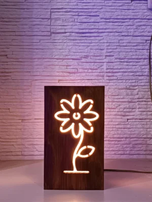 Rustic Bedside Lamp,Flower Shape Lamp,Wooden Desk Lamp,Handmade Lamp,Minimalist Lamp,Natural Table Lamp,Solid Wood Decor,Wooden Night Light