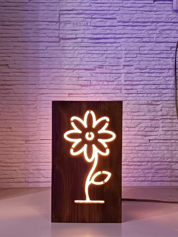 Rustic Bedside Lamp,Flower Shape Lamp,Wooden Desk Lamp,Handmade Lamp,Minimalist Lamp,Natural Table Lamp,Solid Wood Decor,Wooden Night Light