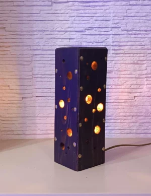 Wooden Table Lamp, Small Table Lamp, Geometric Solid Wood Night Light, Bedside Lamp, Decorative Lamp, Rustic Lighting, Minimal