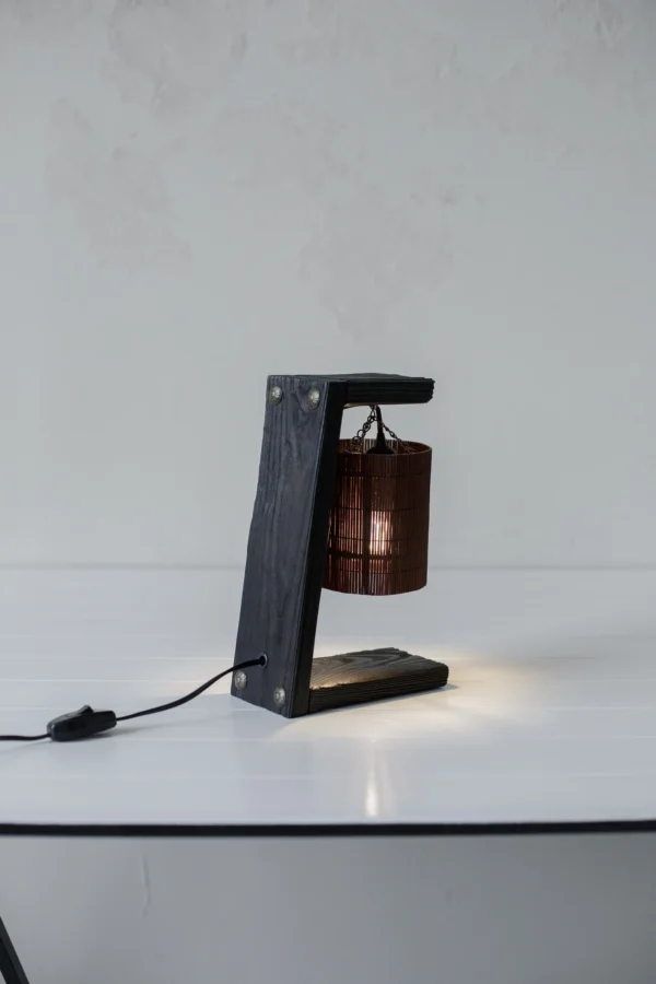 Wood table lamp, wooden desk lamp, wooden table lamp, rustic wood lamp, table lamp wood, reclaimed wood table lamp, minimalist table lamp - Image 9