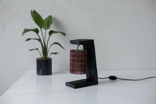 Wood table lamp, wooden desk lamp, wooden table lamp, rustic wood lamp, table lamp wood, reclaimed wood table lamp, minimalist table lamp - Image 2