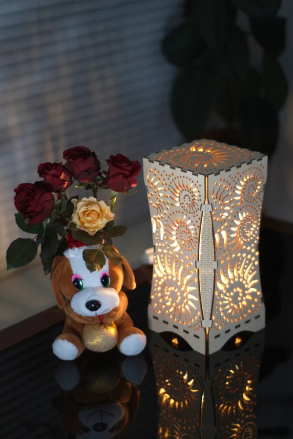 Sky-Blue Night Light Accent Lamp Decorative Wooden Night Lamp For Relaxation Comfort Fish Pattern - Image 3