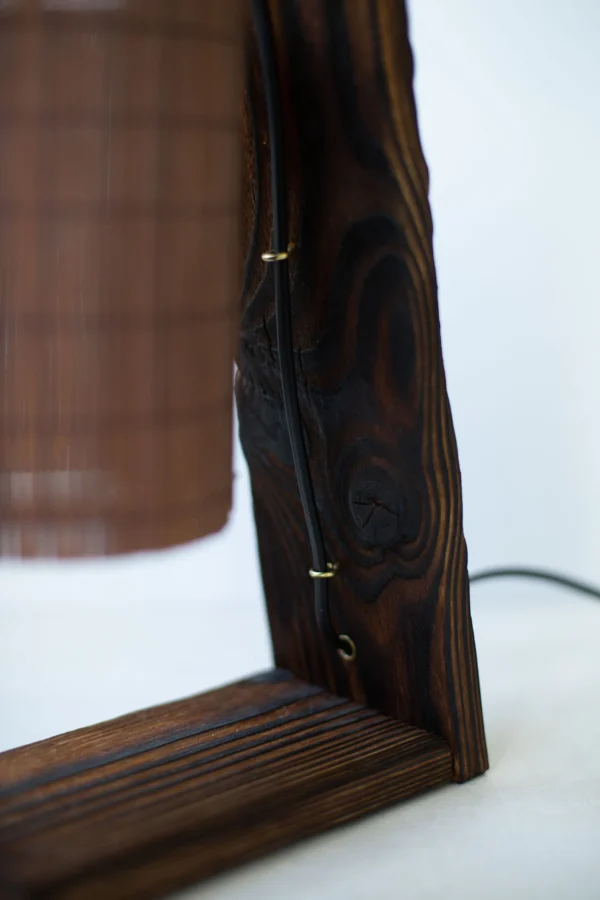 Wood Table Lamp for Bedroom or Living Room, Housewarming Gift, Wooden Desk Lamp, Wood reading Lamp, Bamboo lampshade, Unique Table Lamp Wood - Image 3