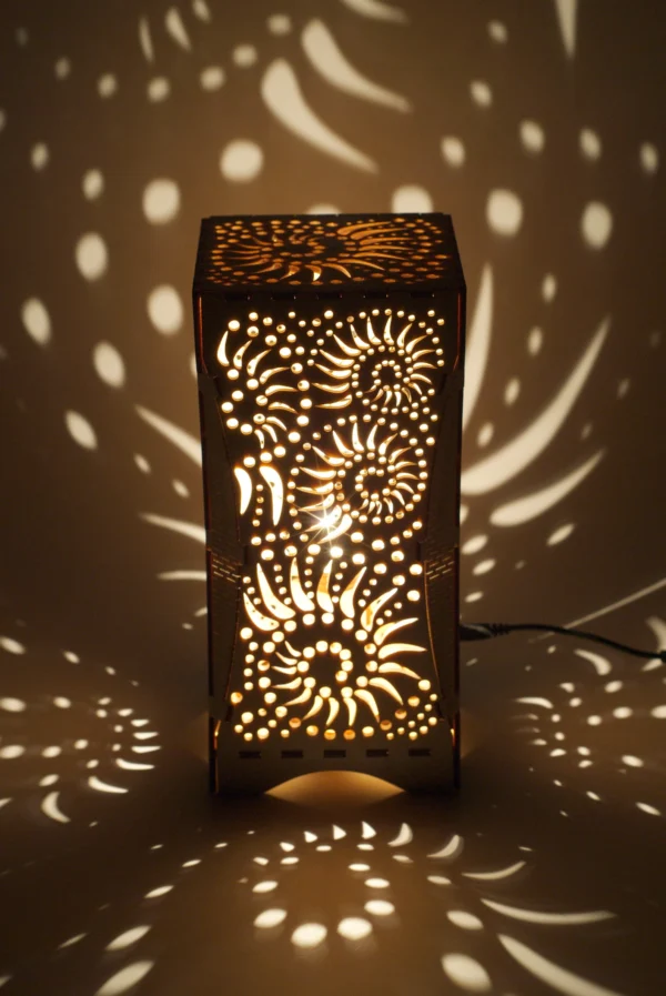 Sky-Blue Night Light Accent Lamp Decorative Wooden Night Lamp For Relaxation Comfort Fish Pattern - Image 4