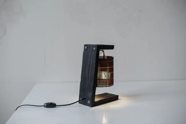 Wood table lamp, wooden desk lamp, wooden table lamp, rustic wood lamp, table lamp wood, reclaimed wood table lamp, minimalist table lamp - Image 4