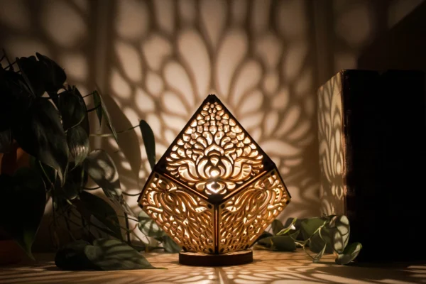 Accent shadow lamp, Fairy vibe, Lotos table lantern, Cozy space, Bedside decoration, Home decor idea, Romantic lighting, Custom engraving - Image 4