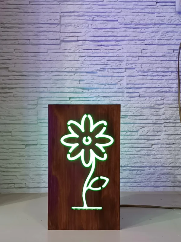 Rustic Bedside Lamp,Flower Shape Lamp,Wooden Desk Lamp,Handmade Lamp,Minimalist Lamp,Natural Table Lamp,Solid Wood Decor,Wooden Night Light - Image 5