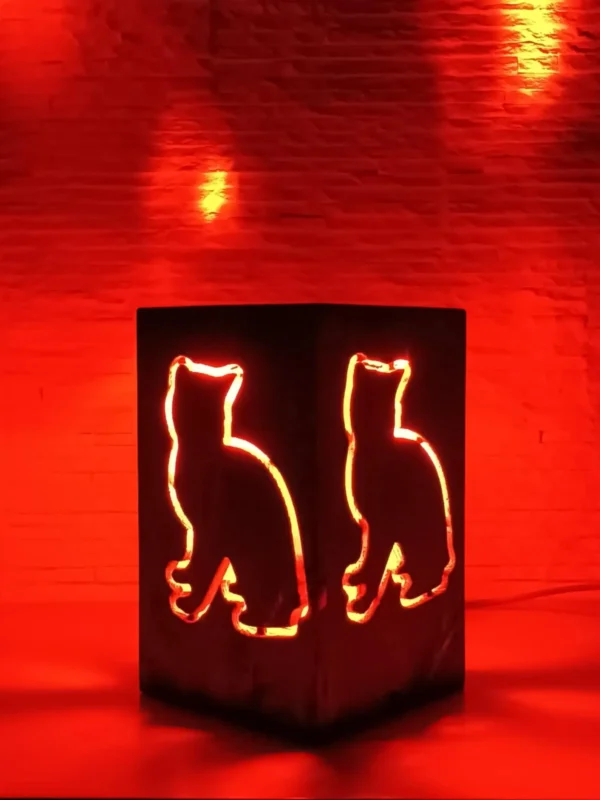 Rustic Bedside Lamp, Cat Shaped Lamp, Bedside Night Light, Wooden Desk Lamp, Solid Wood Decor, Handmade Lamp, Minimalist Lighting,Table Lamp - Image 5