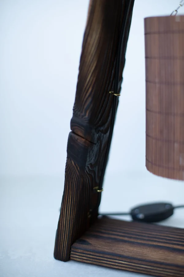 Wood Table Lamp for Bedroom or Living Room, Housewarming Gift, Wooden Desk Lamp, Wood reading Lamp, Bamboo lampshade, Unique Table Lamp Wood - Image 6