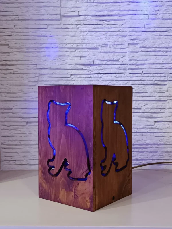 Rustic Bedside Lamp, Cat Shaped Lamp, Bedside Night Light, Wooden Desk Lamp, Solid Wood Decor, Handmade Lamp, Minimalist Lighting,Table Lamp - Image 6