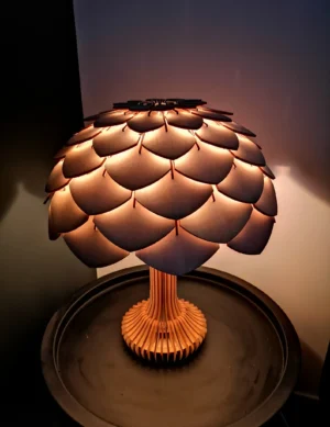 Handcrafted Walnut Table Lamp: Natural Elegance for Your Home