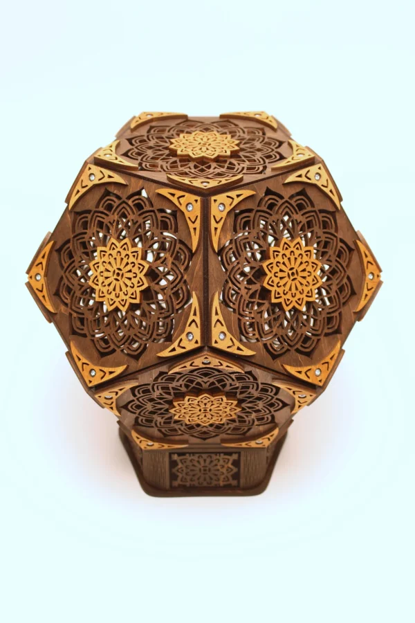 Mandala Dodecahedron Night Light Accent Lamp Mantra Decorative Wooden Night Lamp For Meditation Relaxation Comfort - Image 7