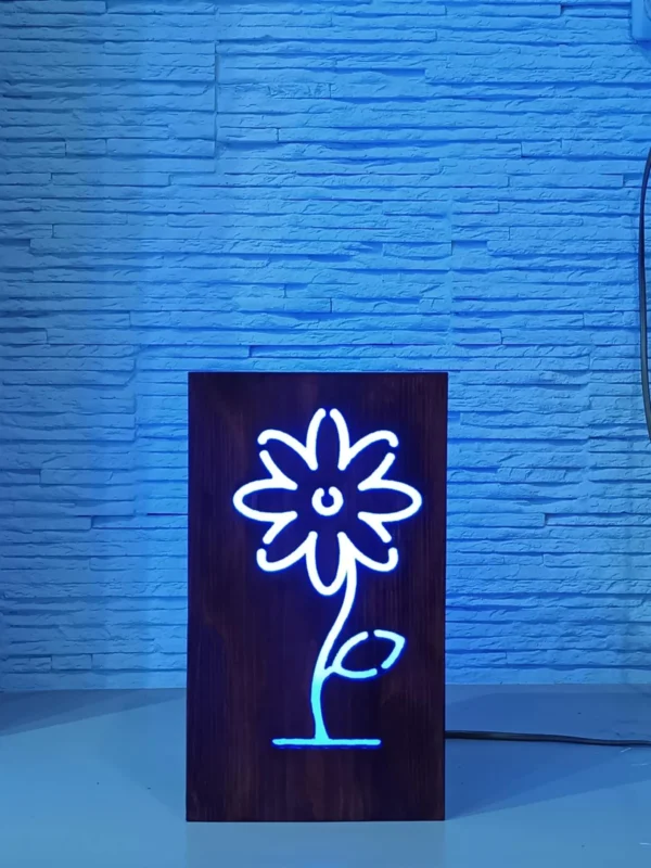 Rustic Bedside Lamp,Flower Shape Lamp,Wooden Desk Lamp,Handmade Lamp,Minimalist Lamp,Natural Table Lamp,Solid Wood Decor,Wooden Night Light - Image 7