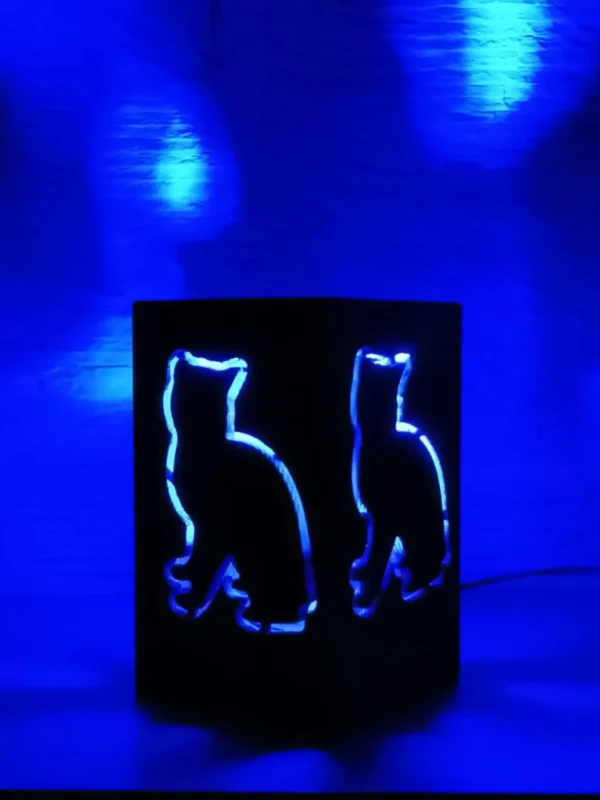 Rustic Bedside Lamp, Cat Shaped Lamp, Bedside Night Light, Wooden Desk Lamp, Solid Wood Decor, Handmade Lamp, Minimalist Lighting,Table Lamp - Image 7