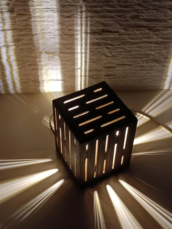 Wooden Table Lamp, Small Table Lamp, Geometric Solid Wood Night Light, Bedside Lamp, Decorative Lamp, Rustic Lighting, Minimal - Image 8