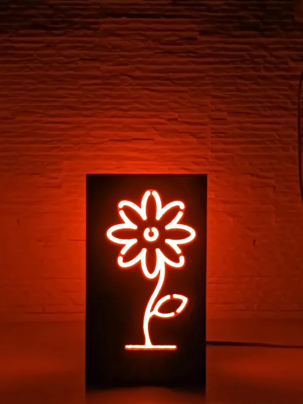 Rustic Bedside Lamp,Flower Shape Lamp,Wooden Desk Lamp,Handmade Lamp,Minimalist Lamp,Natural Table Lamp,Solid Wood Decor,Wooden Night Light - Image 9