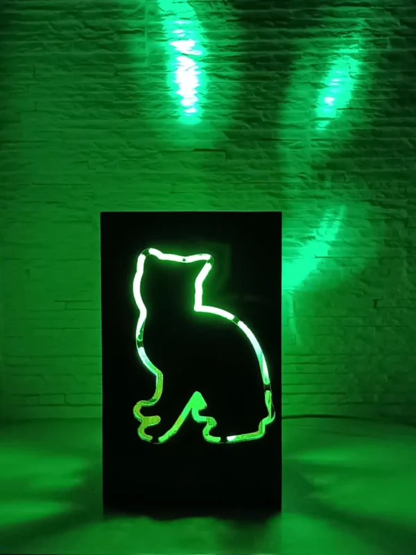 Rustic Bedside Lamp, Cat Shaped Lamp, Bedside Night Light, Wooden Desk Lamp, Solid Wood Decor, Handmade Lamp, Minimalist Lighting,Table Lamp - Image 9