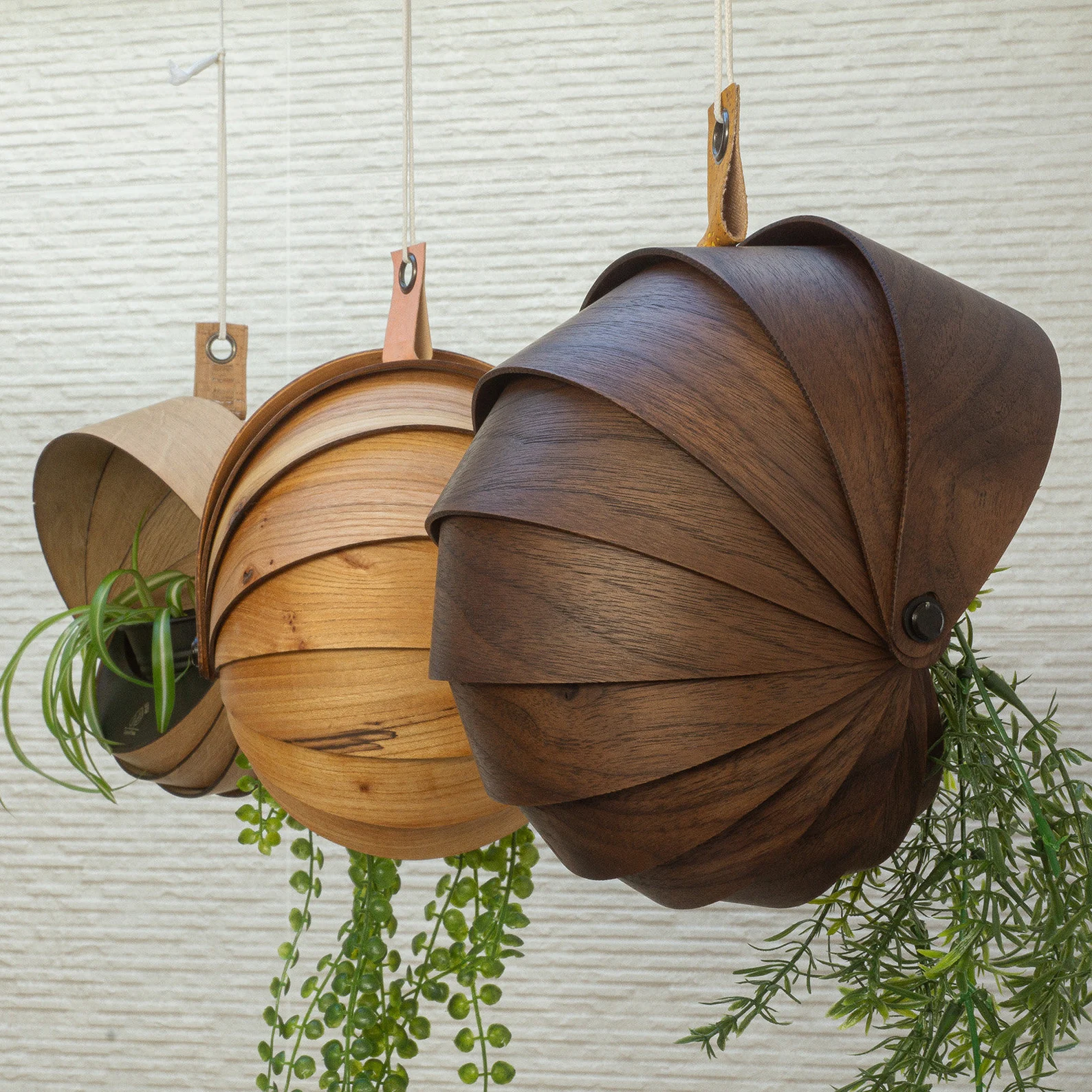 Indoor Wooden Hanging Planter for Trailing Plants | Unique Spiral Ceiling Hanging Plant Pot