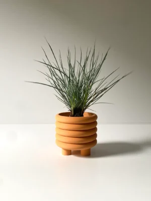 Orange "Coiled Planter" Matte Finish Mid Century Indoor Planter
