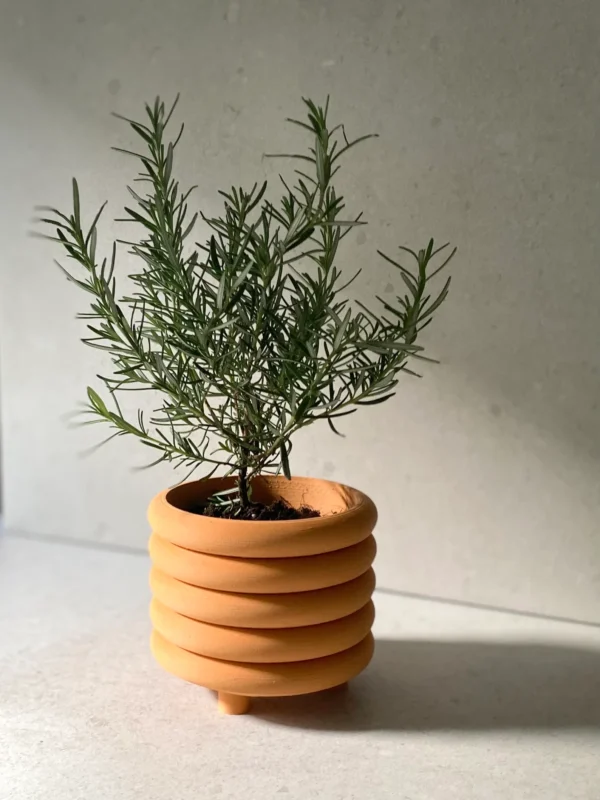 Orange "Coiled Planter" Matte Finish Mid Century Indoor Planter - Image 5