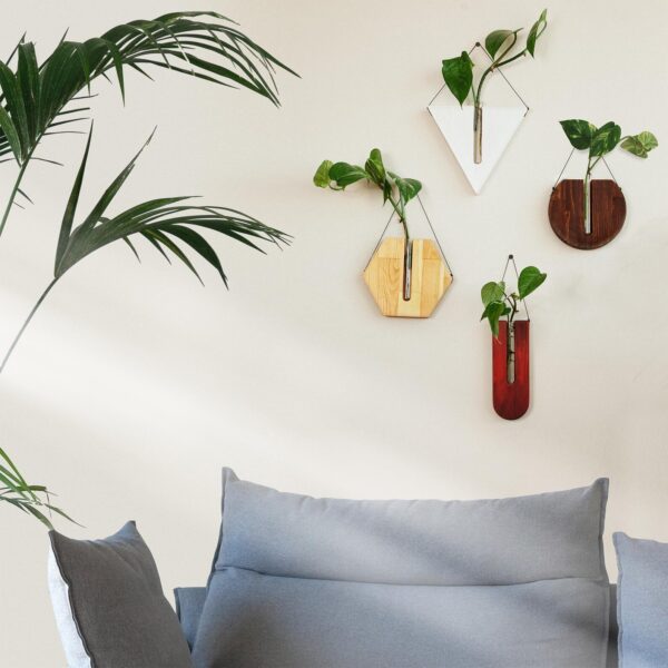 Set of 4 Wood Outdoor Planter Set - Wooden Wall Hanging Planter - Air Plant Holder - Propagation Station Tubes - Modern Decor - Decor Gift - Image 4