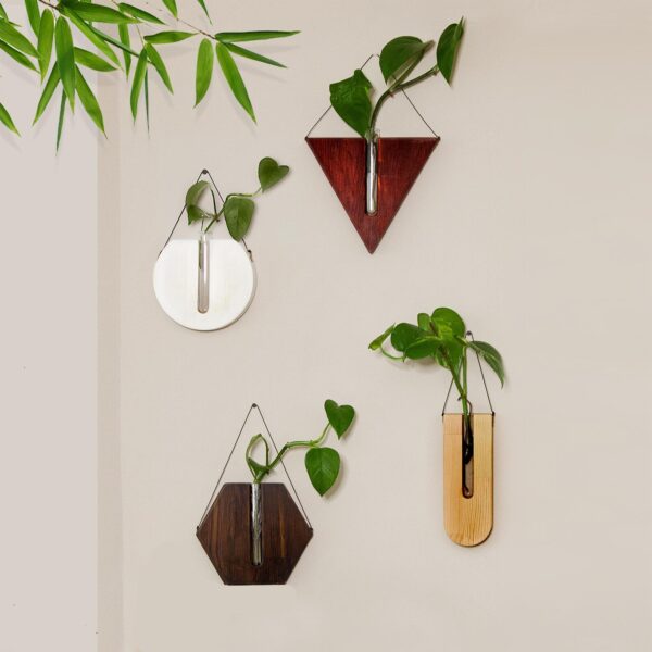Set of 4 Wood Outdoor Planter Set - Wooden Wall Hanging Planter - Air Plant Holder - Propagation Station Tubes - Modern Decor - Decor Gift - Image 7