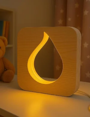 Wooden Water Droplet Light | USB Decorative Lamp for Home Gift & Nursery, Handmade Lamp, Water Droplet gift