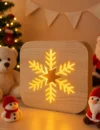 Wooden Snowflake Night Light | USB Decorative Lamp for Home Gift & Nursery, Handmade Lamp, snowflake lamp