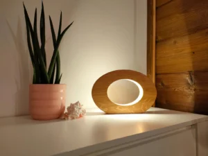 Oak bedside lamp