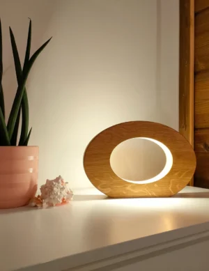 Oak bedside lamp