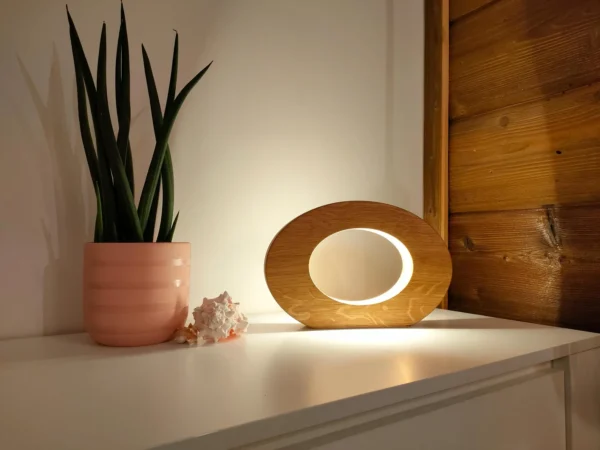 Oak bedside lamp